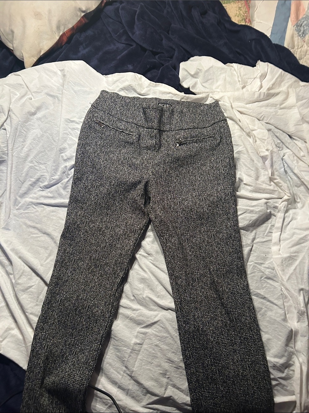 Soho Black and White Tweed Slim Pants
